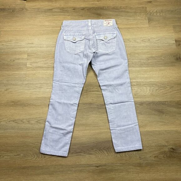 True Religion Jeans Womens 26 Blue Cameron Distressed Straight - Picture 7 of 12